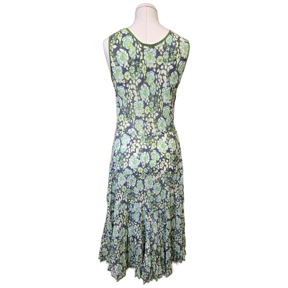 Green Floral Maxi Dress Italian Sleeveless Pockets Boho Tiered Garden Fairy Sz L - Picture 7 of 8